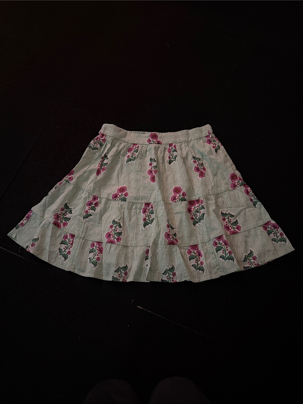 J. Crew Pink Floral Tiered Skirt on White Base